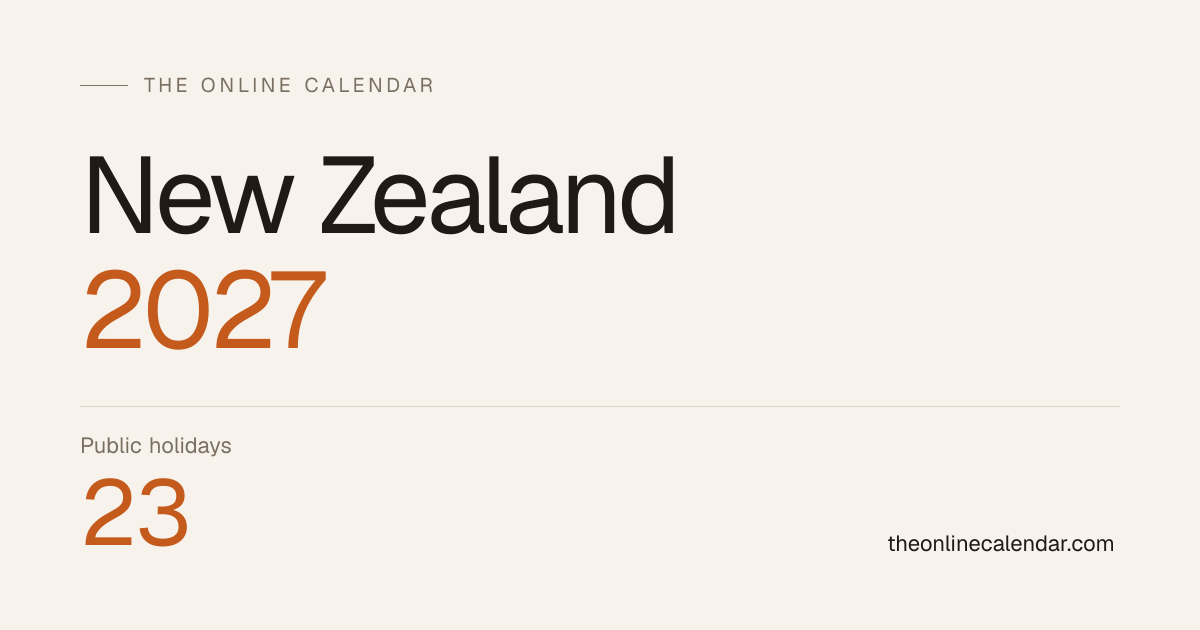 New Zealand Public Holidays 2027 — Full List of 23 Holidays